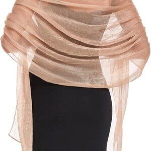 Elegant Silk Crepe Shawl Wrap – Camel | 79” × 18”